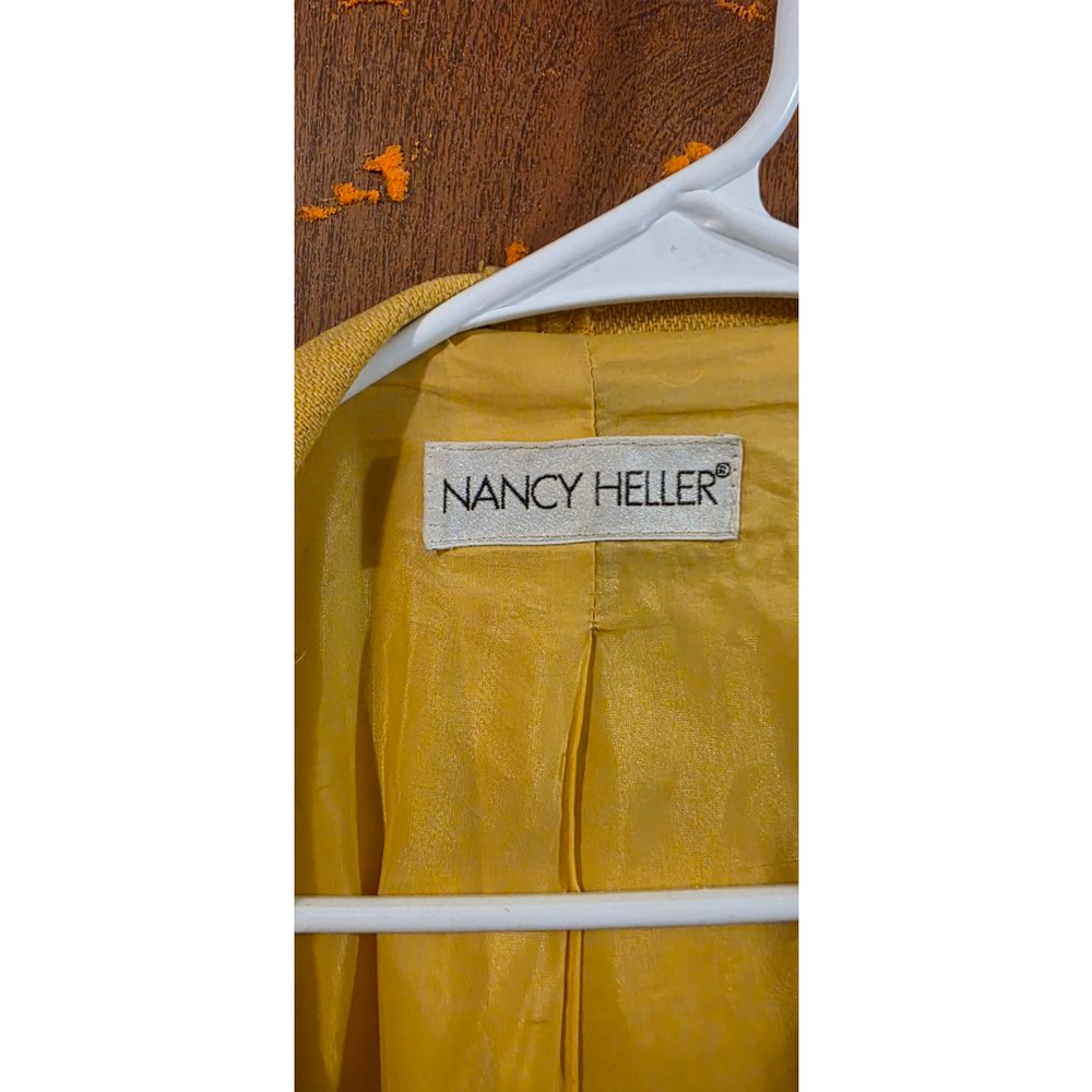 Women's NANCY HELLER Yellow Cashmere Wool Cape Coat with Wooden Toggles XL - Picture 2 of 14